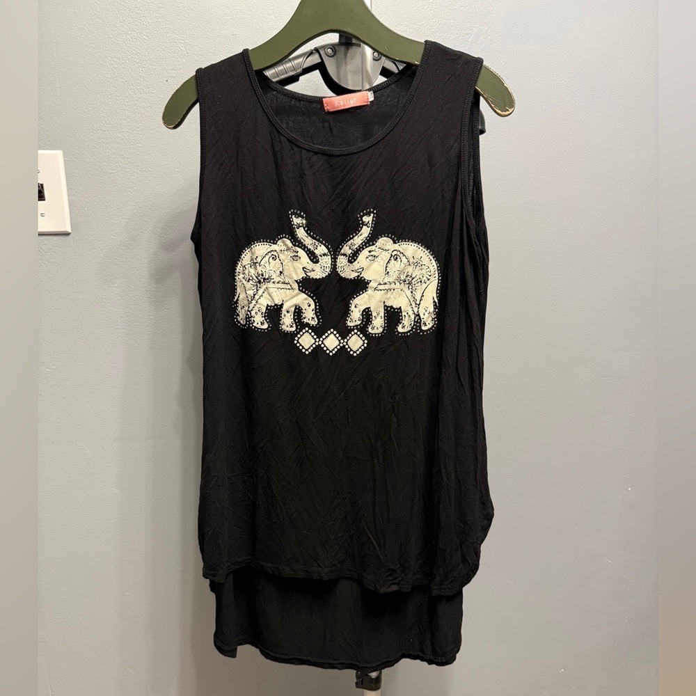 #9)  High low Black Sleeveless Top